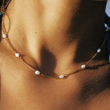 Dainty Gold Pearl Choker